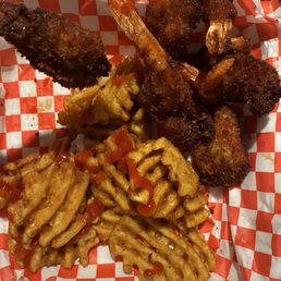 Ordered the Shrimp Basket. The shrimp were very burnt and had a burnt taste. The fish and fries were ok. Won't be back