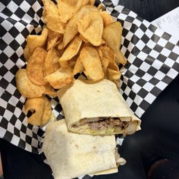 Crazy Steak Wrap with Homemade chips Crazy Steak Wrap with Homemade chips