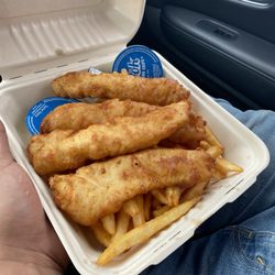 Fish and Chips Combo ($16) Includes 2 sauces of your choice.
