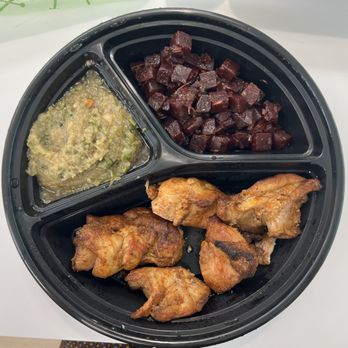 Oren's Hummus - Chicken skewer with eggplant and beets - Mediterranean Near Me - Cupertino, California