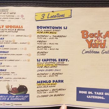 Back A Yard - Menu - Caribbean Near Me - San Jose, California