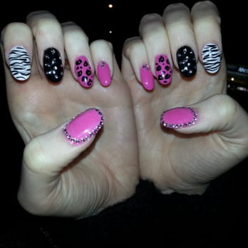 Amour Nails and Spa - My acrylic nails with rhinestone design turned out adorable! - Nail Salons Near Me - Manassas, Virginia