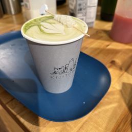 Kinako mochi matcha latte with soy milk