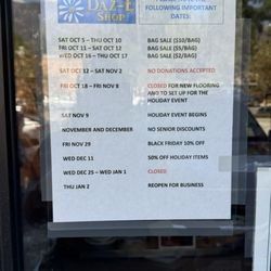 The Daz-E Shop - Note of days closed/open/no donations/etc