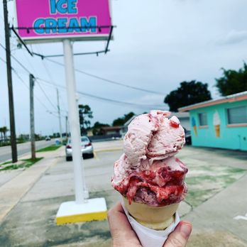 Space Coast Ice Cream - Strawberry Ice Cream Cone - Ice Cream & Frozen Yogurt Near Me - Titusville, Florida