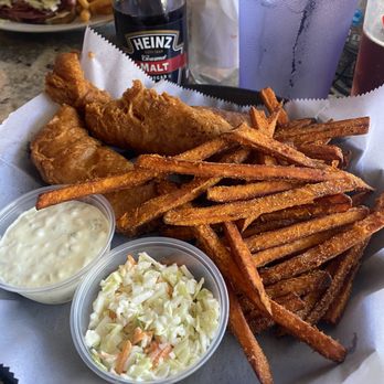 Benchmark Sports Pub & Eatery - Fish & chips with Sweet Potato fries - Sports Bars Near Me - Franklin, Tennessee Benchmark Sports Pub & Eatery - Fish & chips with Sweet Potato fries - Sports Bars Near Me - Franklin, Tennessee