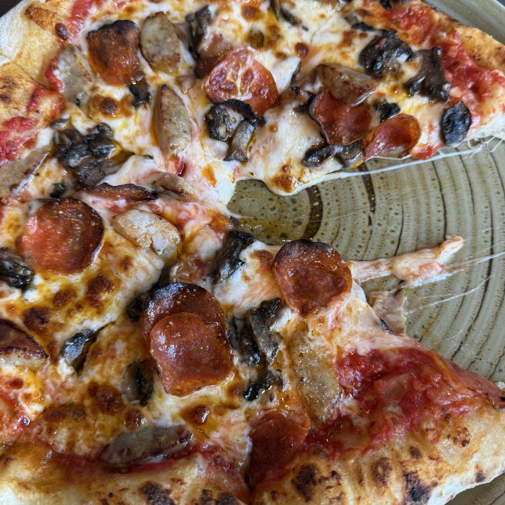 Nene's Taverna - My husband's pizza concoction that we call "The Don". Pepperoni, mushroom and sausage. It was delicious. - Italian Near Me - Marlton, New Jersey Nene's Taverna - My husband's pizza concoction that we call "The Don". Pepperoni, mushroom and sausage. It was delicious. - Italian Near Me - Marlton, New Jersey