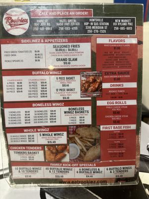 Menu photo 1 Rookiez Wingz Madison, AL