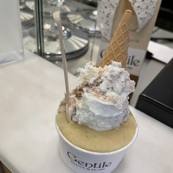 Gelateria Gentile - Bergamot and insonia smallest cup size with a cute little delicate dissolve in your mouth cone on top - Ice Cream & Frozen Yogurt Near Me - New York, New York Gelateria Gentile - Bergamot and insonia smallest cup size with a cute little delicate dissolve in your mouth cone on top - Ice Cream & Frozen Yogurt Near Me - New York, New York