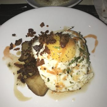 Traif - Seared foie gras with potatoes, egg and crispy bacon bits - this was my husbands favorite - New American Near Me - Brooklyn, New York Traif - Seared foie gras with potatoes, egg and crispy bacon bits - this was my husbands favorite - New American Near Me - Brooklyn, New York