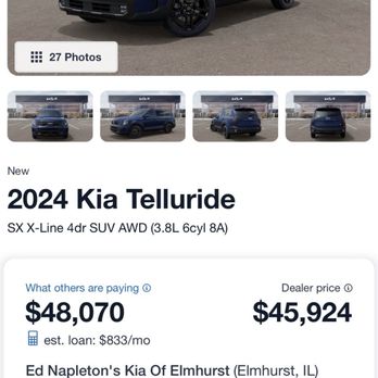 Ed Napleton Kia of Elmhurst - VIN# of the SUV they told me was a 2025 for $51,600, but was actually a 2024, priced at $45K on their website. - Auto Repair Near Me - Elmhurst, Illinois Ed Napleton Kia of Elmhurst - VIN# of the SUV they told me was a 2025 for $51,600, but was actually a 2024, priced at $45K on their website. - Auto Repair Near Me - Elmhurst, Illinois