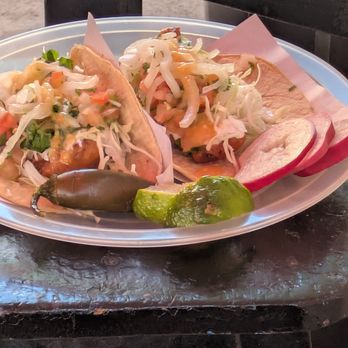 Tacos Floresta - Two fish taco plate - Tacos Near Me - Ensenada, BCN Tacos Floresta - Two fish taco plate - Tacos Near Me - Ensenada, BCN