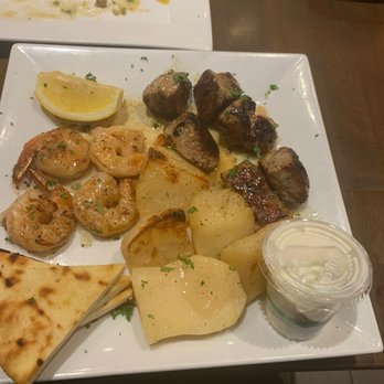 Nick’s Bistro - Pork and shrimp Souvlaki Platter - Greek Near Me - Forest Hills, New York Nick’s Bistro - Pork and shrimp Souvlaki Platter - Greek Near Me - Forest Hills, New York