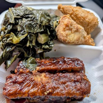 Dodah's Kitchen - Vegan Ribs drummies and collard greens - Vegan Near Me - Baltimore, Maryland