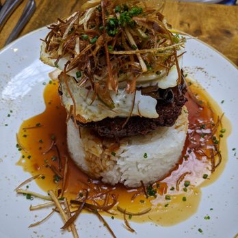 Bone Kettle - Loco Moco over easy egg but sadly the beef Patty is overcooked - Breakfast & Brunch Near Me - Pasadena, California Bone Kettle - Loco Moco over easy egg but sadly the beef Patty is overcooked - Breakfast & Brunch Near Me - Pasadena, California