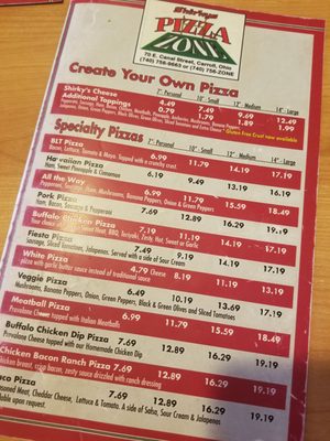 Menu photo 5 Shirkys Pizza Zone Carroll, OH