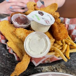 Billy Gail's - Ozark - Fried catfish, chicken, and shrimp with fries and fried okra.