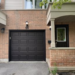Exterior outside entrance of Sweet Lines Painting - Front door and garage painted black in Ajax Exterior outside entrance of Sweet Lines Painting - Front door and garage painted black in Ajax