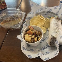 Chargrilled Lamb Gyro, Side of Roasted New Potatoes, Baklava Cheesecake Chargrilled Lamb Gyro, Side of Roasted New Potatoes, Baklava Cheesecake
