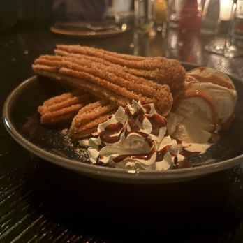 Caló Kitchen + Tequila - Churros with whipped cream and ice cream. - Cocktail Bars Near Me - Costa Mesa, California
