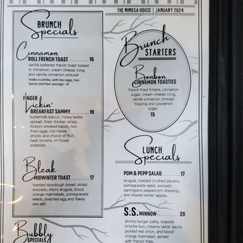 The Mimosa House - Page 1 of menu - Breakfast & Brunch Near Me - Roseville, California The Mimosa House - Page 1 of menu - Breakfast & Brunch Near Me - Roseville, California