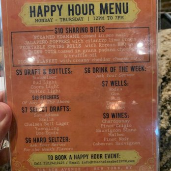 The Chelsea Bell - Happy hour menu as of 03.02.2022 - Bars Near Me - New York, New York The Chelsea Bell - Happy hour menu as of 03.02.2022 - Bars Near Me - New York, New York