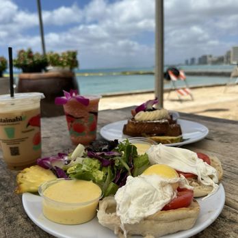Barefoot Beach Cafe - Eggs Benedict, pancakes , Guava shake, and iced latte - Breakfast & Brunch Near Me - Honolulu, Hawaii Barefoot Beach Cafe - Eggs Benedict, pancakes , Guava shake, and iced latte - Breakfast & Brunch Near Me - Honolulu, Hawaii