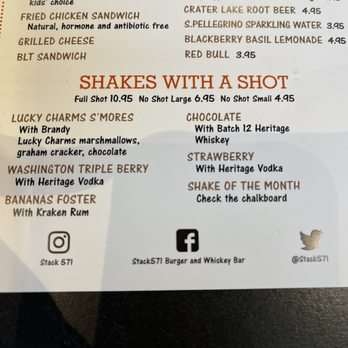 Stack 571 Burger & Whiskey Bar - Banh M Burger Lucky Charms S'Mores Shake - American Near Me - Lake Tapps, Washington Stack 571 Burger & Whiskey Bar - Banh M Burger Lucky Charms S'Mores Shake - American Near Me - Lake Tapps, Washington