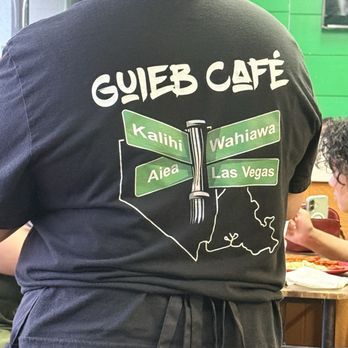 Guieb Cafe - Love the logo shirts on staff. Looks so professional. I was happy to hear they were also in las Vegas - New American Near Me - Aiea, Hawaii Guieb Cafe - Love the logo shirts on staff. Looks so professional. I was happy to hear they were also in las Vegas - New American Near Me - Aiea, Hawaii