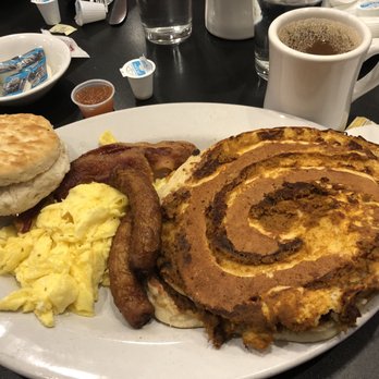 Maple Leaf Diner - Diner Special with pumpkin pancakes, eggs, bacon, sausage, and biscuit! Wow! - American Near Me - Dallas, Texas Maple Leaf Diner - Diner Special with pumpkin pancakes, eggs, bacon, sausage, and biscuit! Wow! - American Near Me - Dallas, Texas