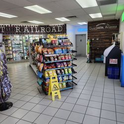Chevron - Stop at Quartsite's Refreshment Railroad. Remodeled.
