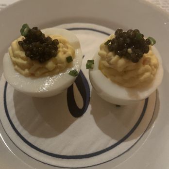 Lure Fishbar - Complimentary deviled eggs with American caviar, very good! - Seafood Near Me - New York, New York