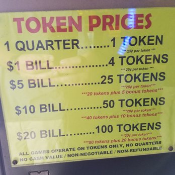 Diversions Game Room - Token prices - $20 lasted two of us for 1.5 hours - good bargain. - Arcades Near Me - San Antonio, Texas