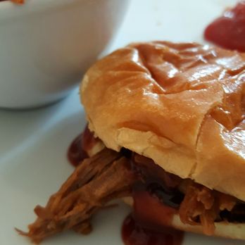 Beans & Leaves - Pulled pork BBQ sandwich with sweet potato fries - Coffee & Tea Near Me - Athlone, WH