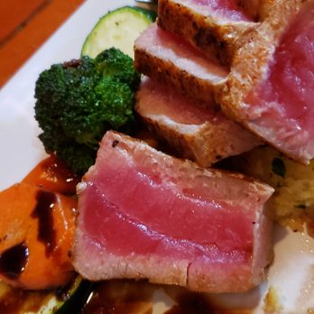 Schooners - Ahi Tower was amazing with delicious polenta, fluffy and cheesy. - Seafood Near Me - Cayucos, California