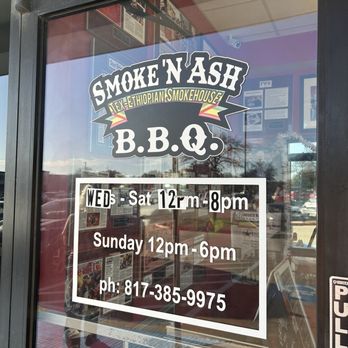 Smoke'N Ash BBQ - Door with hours - Barbeque Near Me - Arlington, Texas