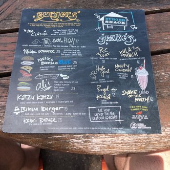 Burger Shack - Menu as of 7/2018 - Burgers Near Me - Kapalua, Hawaii