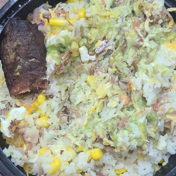 Elote Lovers - Corn bowl with rice, guacamole, and pork. - Mexican Near Me - Homestead, Florida