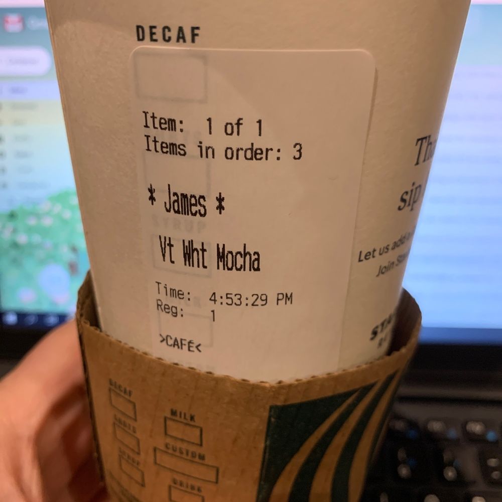 Venti white chocolate mocha - free birthday drink! Venti white chocolate mocha - free birthday drink!