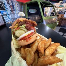Bacon cheese burger, light mayo & mustard with extra pickles Bacon cheese burger, light mayo & mustard with extra pickles