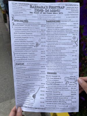 Menu photo 3 Barbara's Fishtrap Half Moon Bay, CA