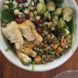 Chicken, beans, brussel sprouts Chicken, beans, brussel sprouts