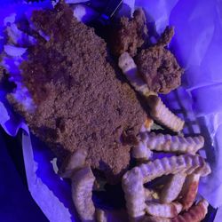 Harold's Chicken & Ice Bar Old National - Supposed to be catfish and shrimp. (Cooked in Old Grease)