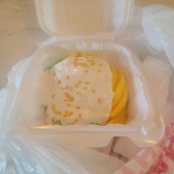 Sisters Thai - Mango sticky rice: looks better than it tastes - Thai Near Me - Potomac, Maryland