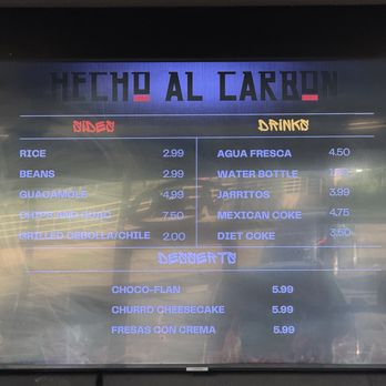 Hecho Al Carbon - Menu 4/2026 - Mexican Near Me - Riverside, California