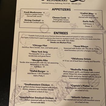 Crystelle Creek - Menu May 2026 - Steakhouses Near Me - Gatlinburg, Tennessee Crystelle Creek - Menu May 2026 - Steakhouses Near Me - Gatlinburg, Tennessee