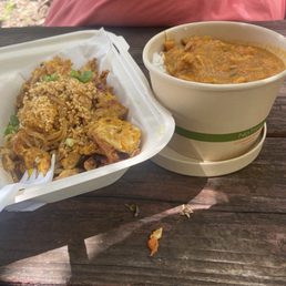 Pad Thai and chicken curry Pad Thai and chicken curry