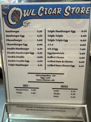 Menu photo 2 Owl Cigar Store Canon City, CO