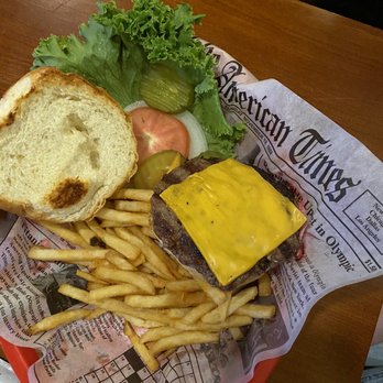 Lonigan's - Classic burger with cheddar and fries. The basket was full but I didn't get a pic in time. - Karaoke Near Me - Estes Park, Colorado