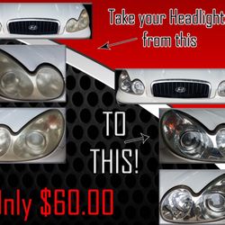 Athens Car Wash - Headlights Restoration with a sanding process!